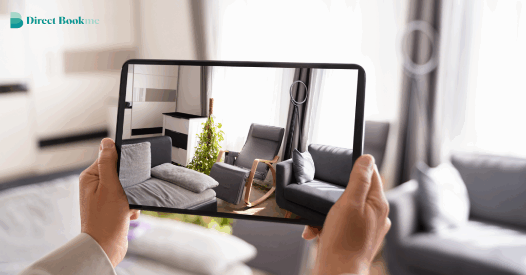 Host taking professional photos of a short-term rental for a listing using natural light and staging elements, showcasing expert tourist rental photography