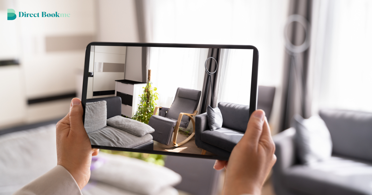 Host taking professional photos of a short-term rental for a listing using natural light and staging elements, showcasing expert tourist rental photography