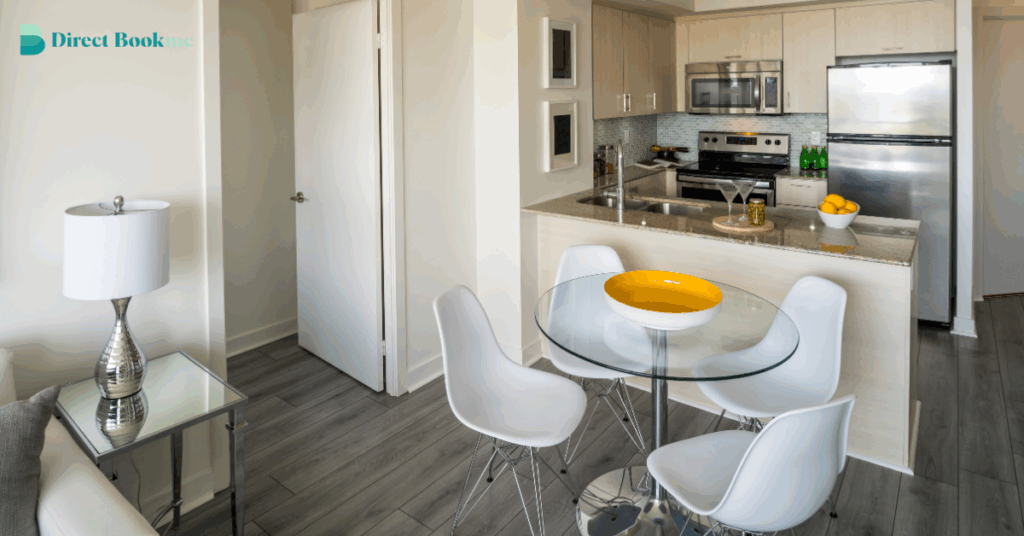 Modern vacation rental decor with cozy furniture and stylish accents