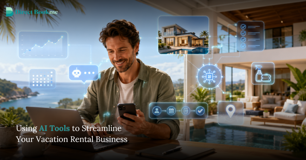 AI tools for vacation rental business helping hosts streamline operations, manage guest communication, and increase direct booking opportunities